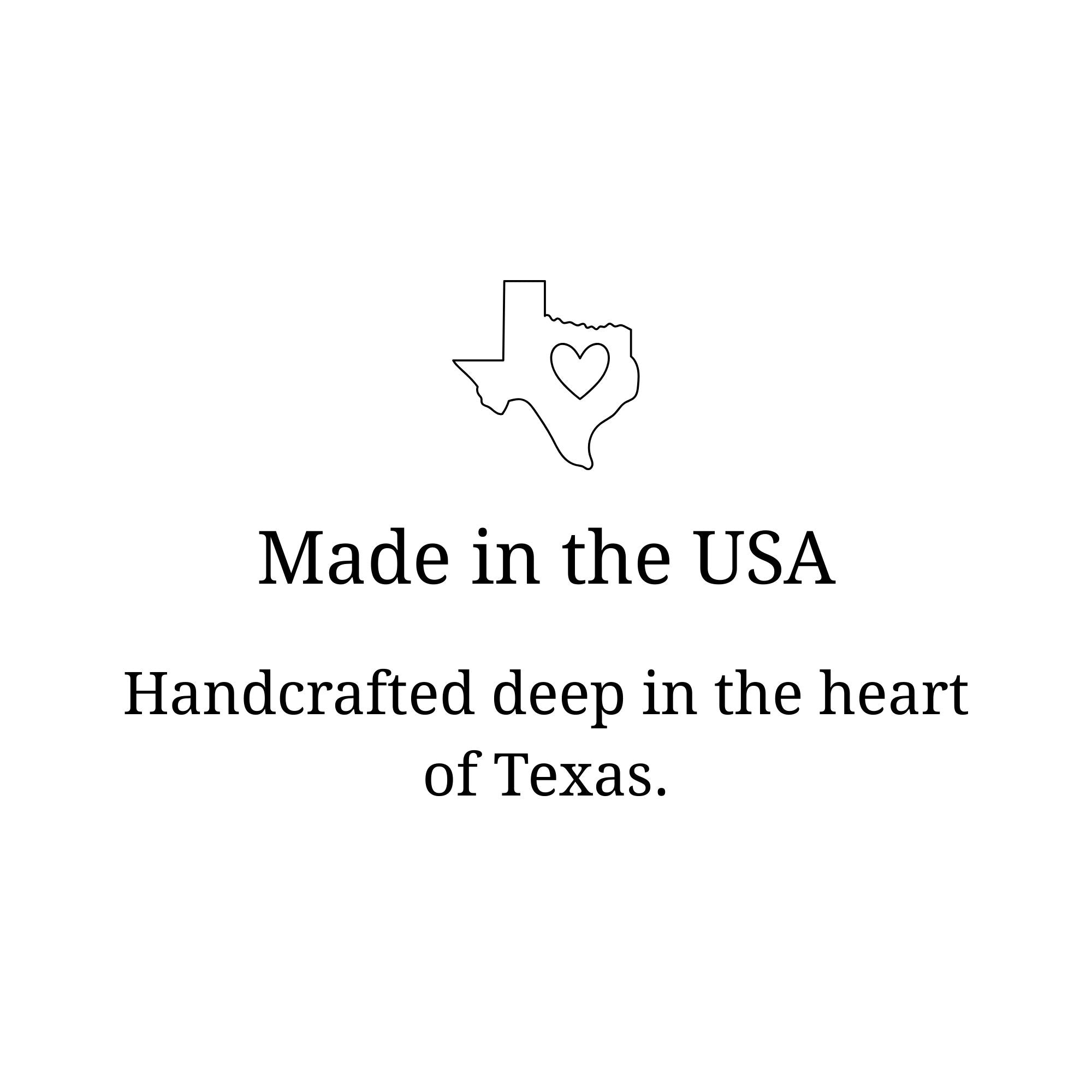 Made in USA icon showing handcrafted self-care products produced in Texas with quality standards