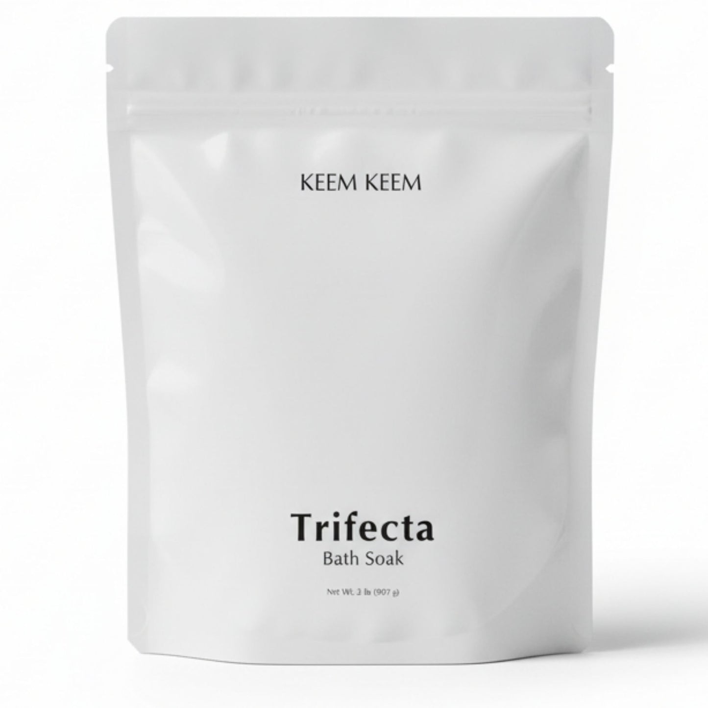 Keem Keem Trifecta Bath Soak 2 lb pouch featuring triple-salt magnesium formula for muscle recovery