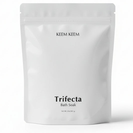 Keem Keem Trifecta Bath Soak 2 lb pouch featuring triple-salt magnesium formula for muscle recovery
