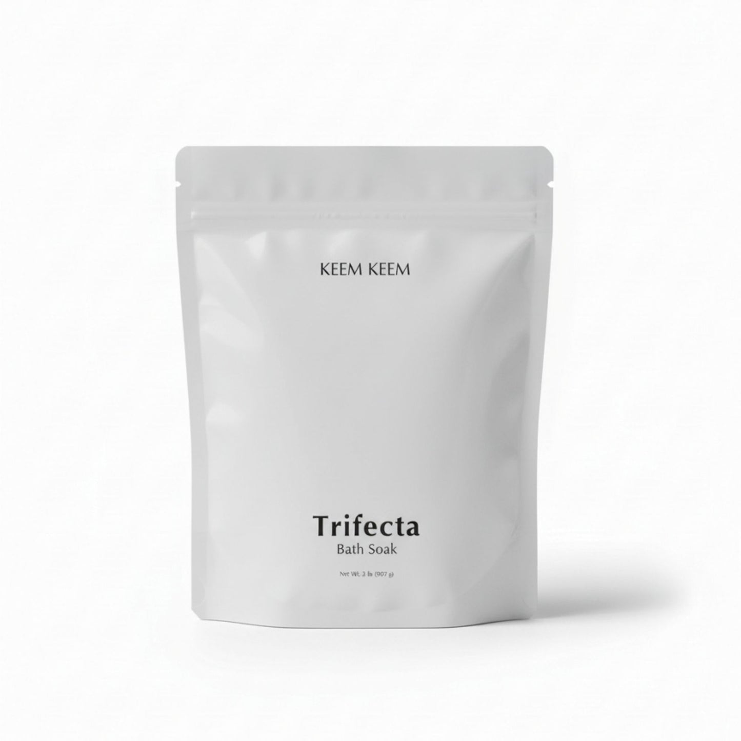 Editorial product image of Keem Keem Trifecta Bath Soak, extra-strength triple salt blend with Arnica for muscle tension and post-activity relief.